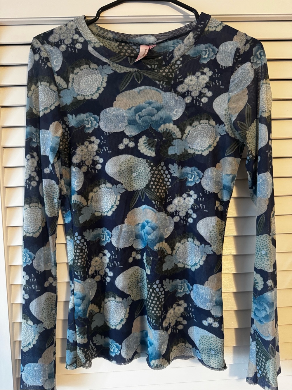 Sweet Pea Navy Blue Floral Long-Sleeve Top